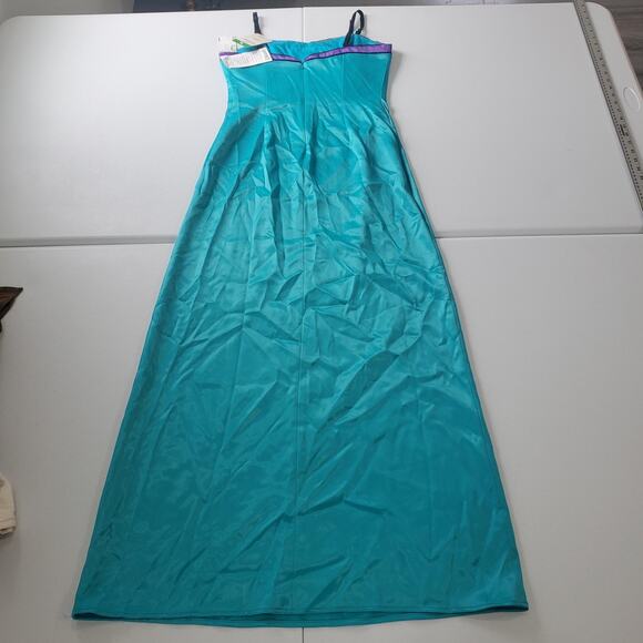 Vintage Adrianna Papell Evening Dress Womens 8 Teal Purple Satin Maxi Formal 90s - Picture 3 of 14